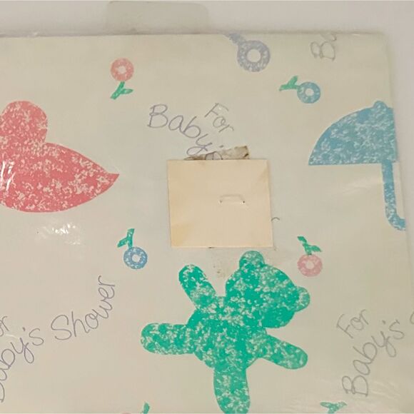 12 Vintage Forget Me Not Baby Shower Boy Girl Gift Wrap Sheets Sealed - Picture 9 of 9